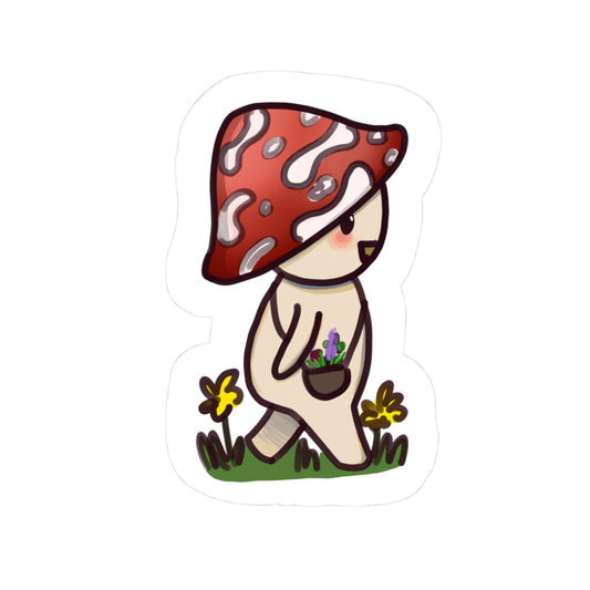 Amanita Muscaria Witch Sticker – Original Art by Young Artist, Walking with Flowers in Her Pocket, Witchy, Magical, Nature Rebel